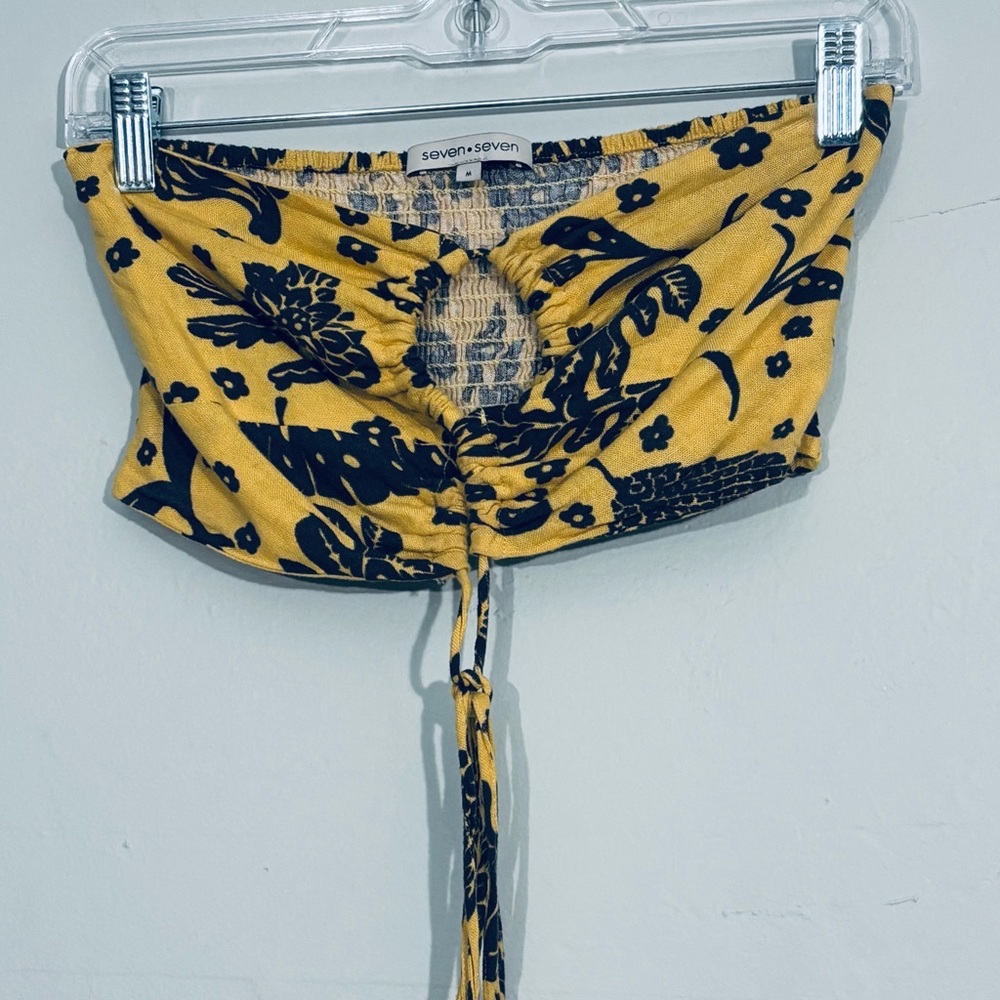 seven seven linen blend bandeau tie top M